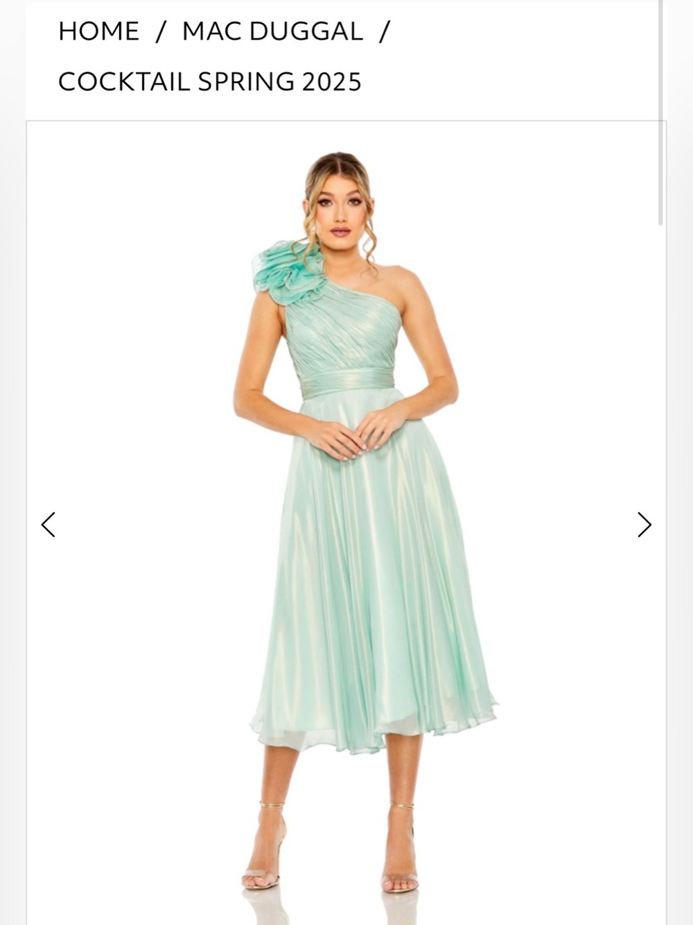 Mac Duggal One-Shoulder Mint Green Cocktail Dress